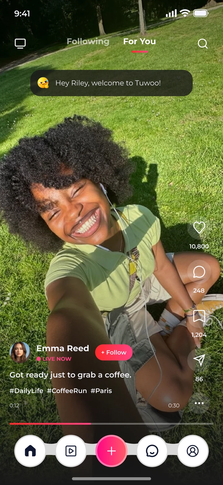 Tuwoo short video feed